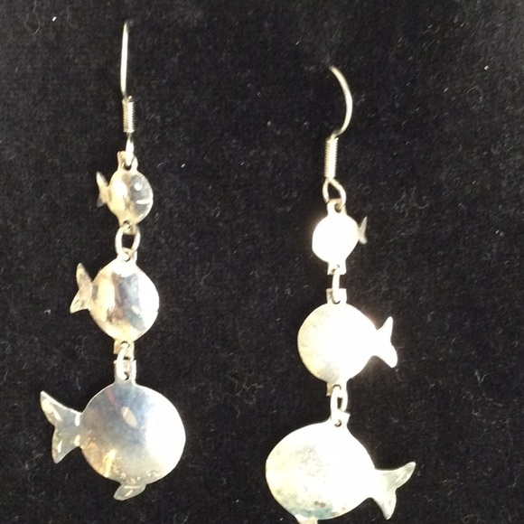 Silver Fish Earrings - Picture 1 of 4